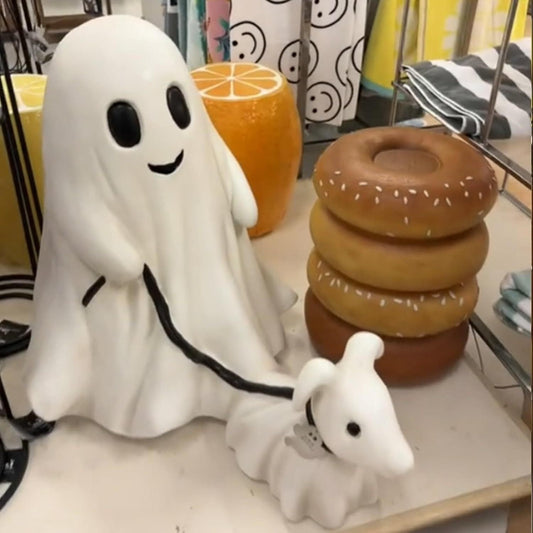 Glizm Boy Halloween Ghost Walking Dog Statue 18$ TODAY ONLY