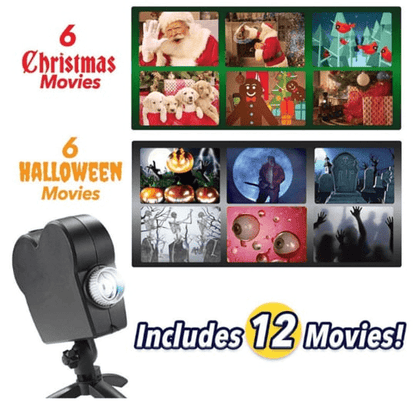 Glizm Deluxe Edition Projector 12 Video(6*halloween/6*christmas) Holographic Projector 22$ TODAY ONLY