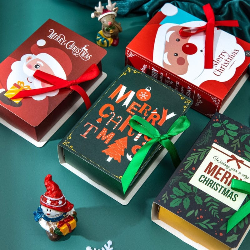 Glizm Home 4pcs Merry Christmas Candy Boxes Book