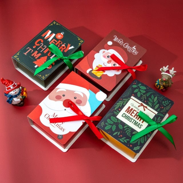Glizm Home 4pcs mix 4pcs Merry Christmas Candy Boxes Book