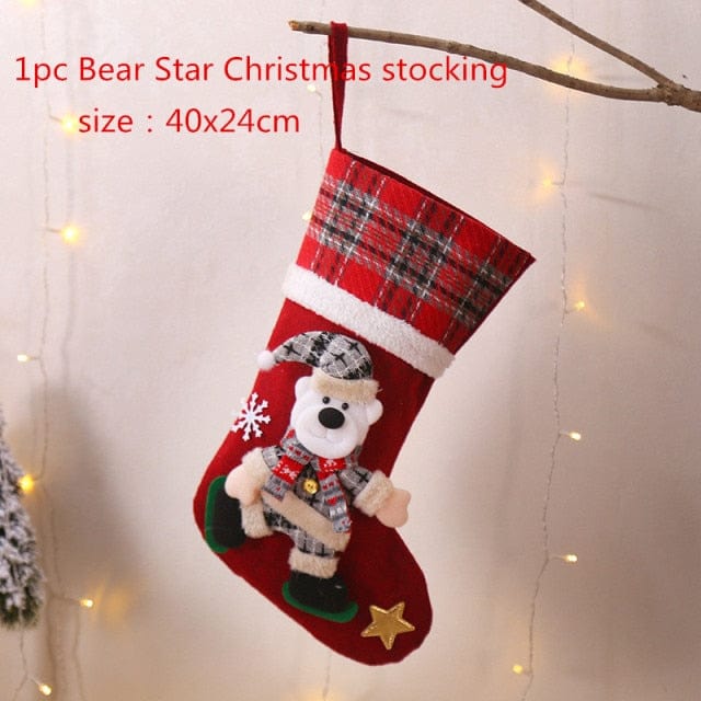 Glizm Home Bear star The Christmas Tartan Sock