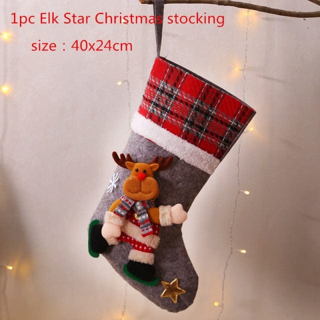 Glizm Home Elk star The Christmas Tartan Sock