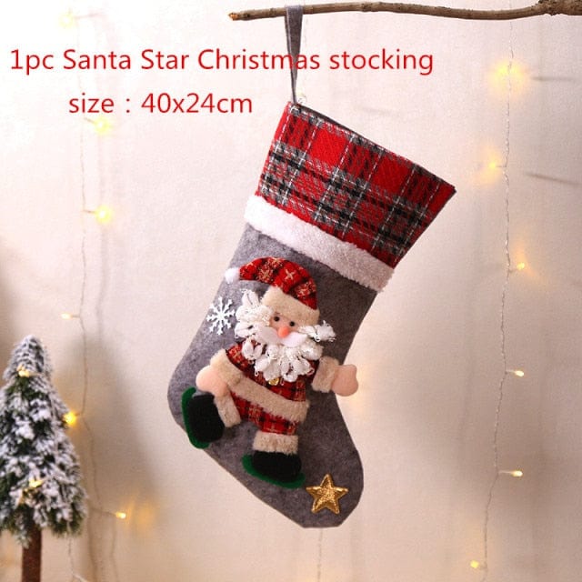 Glizm Home Santa star The Christmas Tartan Sock