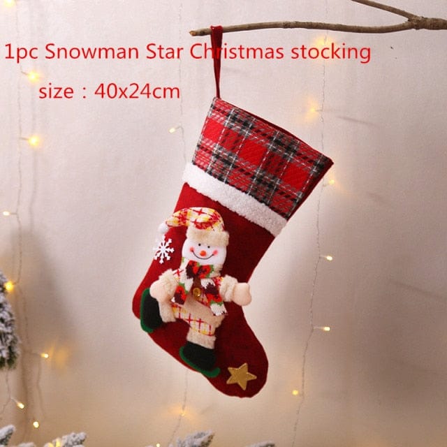 Glizm Home Snowman star The Christmas Tartan Sock