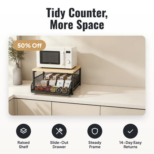 Kova™ 2-Tier Microwave Stand With Slide-Out Drawer