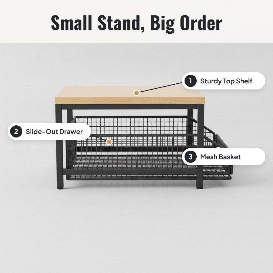 Kova™ 2-Tier Microwave Stand With Slide-Out Drawer