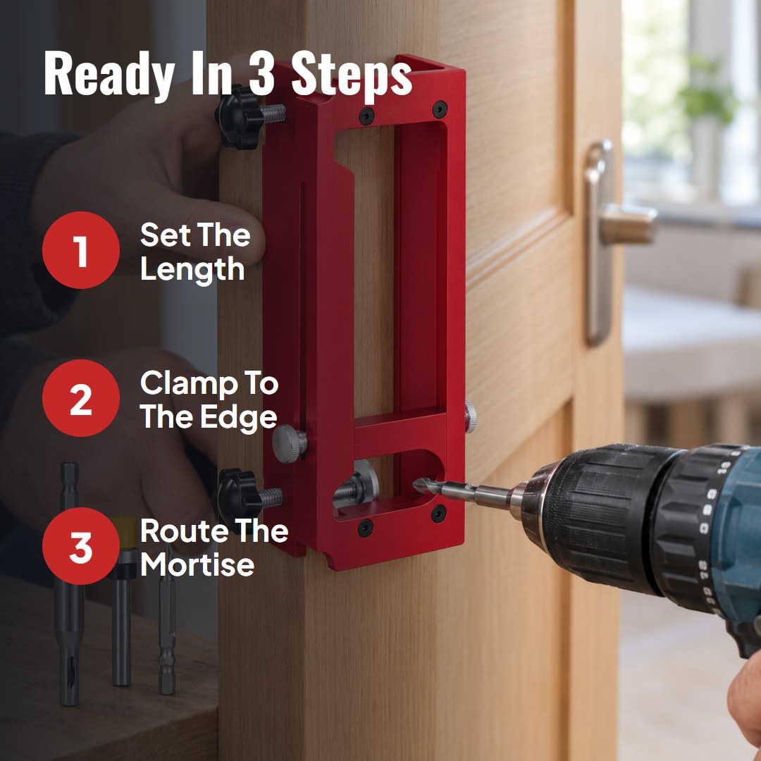 Hingio™ Adjustable Door Hinge Mortise Jig Kit