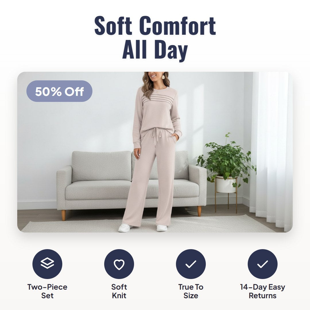 Conjunto de top de cuello redondo y pantalón con cordón Louna™