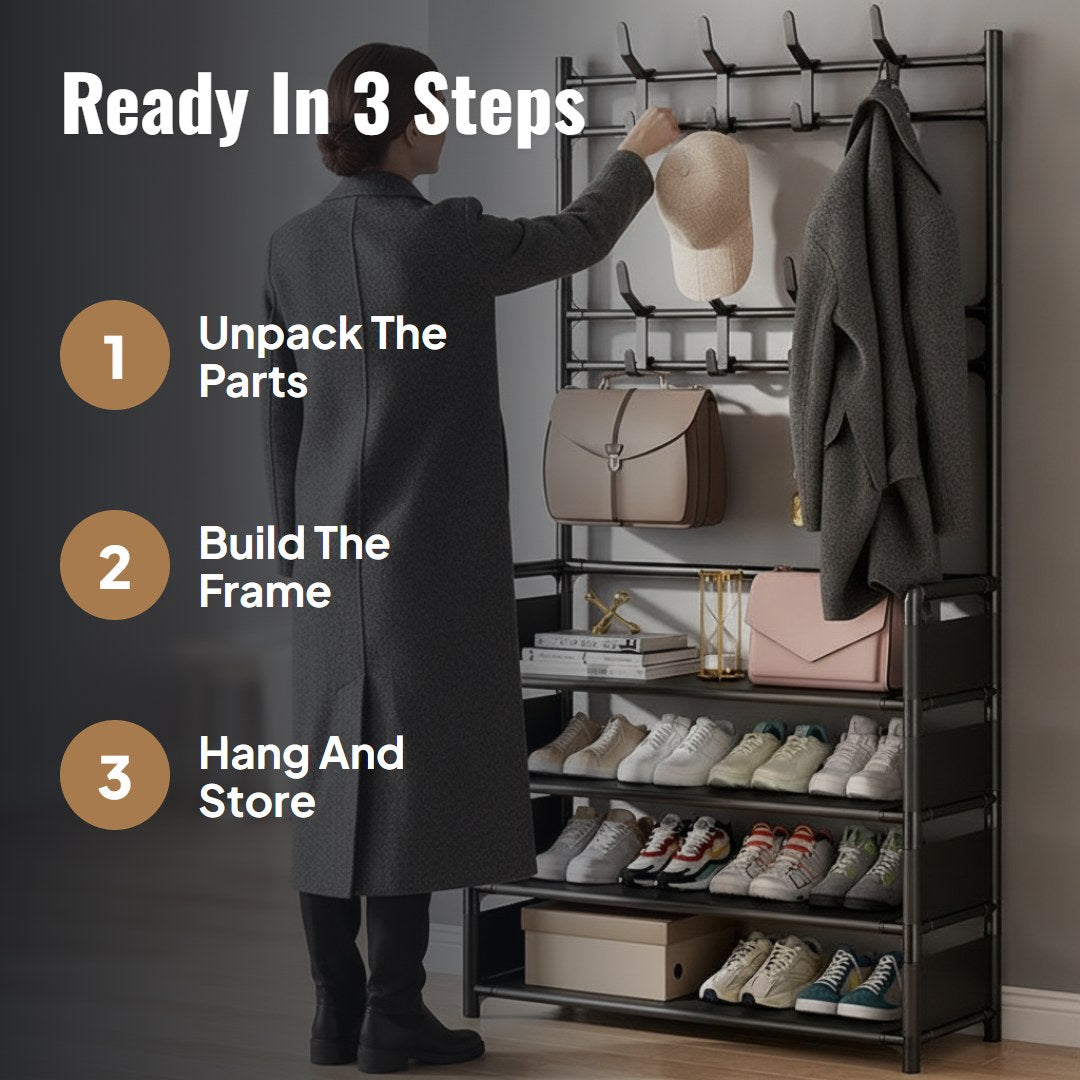 Nestro™ Entryway Shoe and Coat Rack