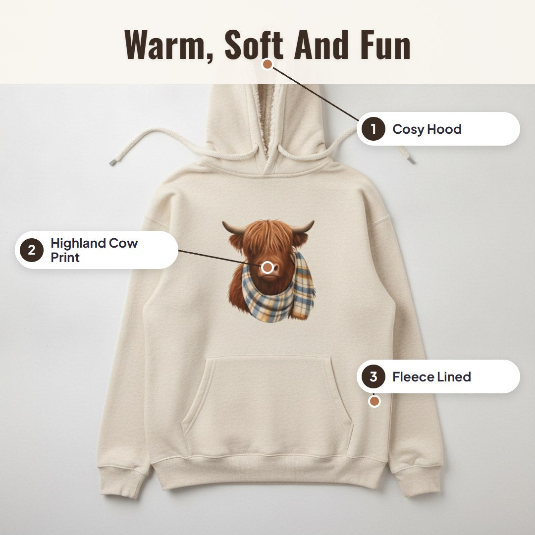 Coorie™ Fleece-Lined Highland Cow Hoodie
