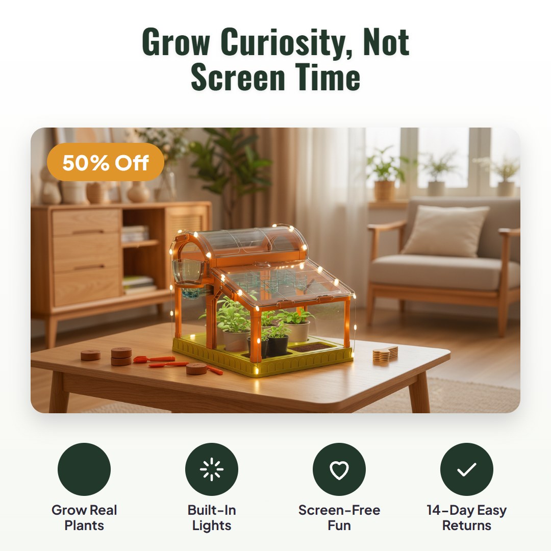 Sprouty™ LED-es üvegházi növénytermesztő készlet gyerekeknek