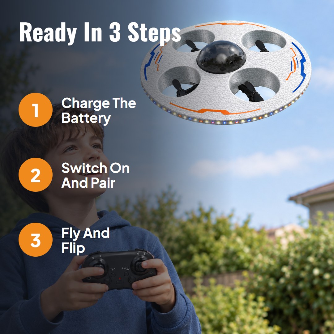Saucero™ LED-flygende tallerken-drone