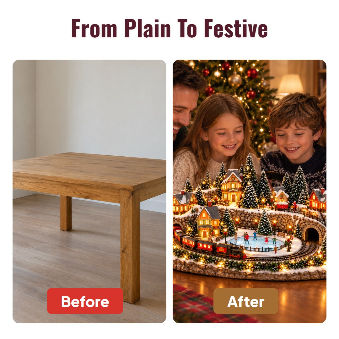 Noelvia™ Lighted Christmas Train Village