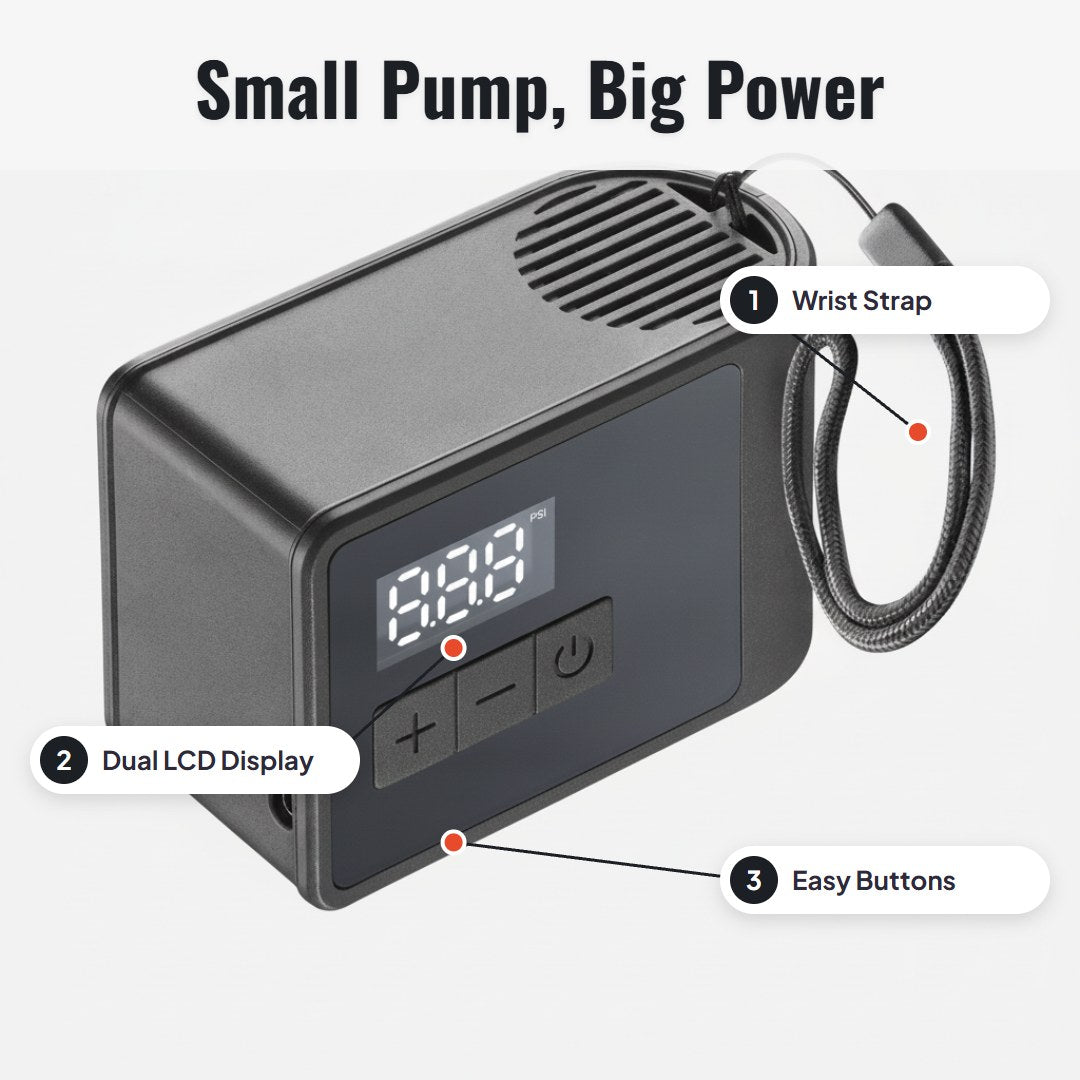 Pumpix™ mini bærbar elektrisk sykkelpumpe