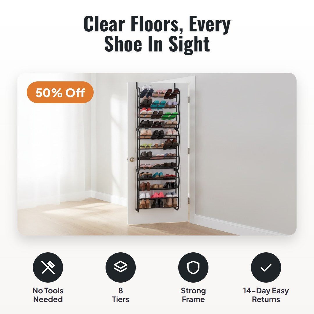 Stepvo™ Over-the-Door Shoe Rack (8 Tiers)