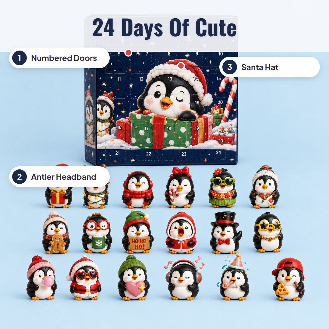 Penlo™ adventskalender med pingviner