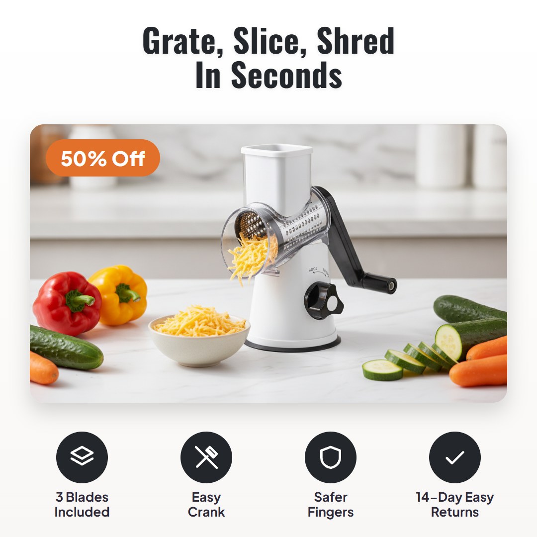 Rotara™ 3-in-1 Rotary Grater & Slicer