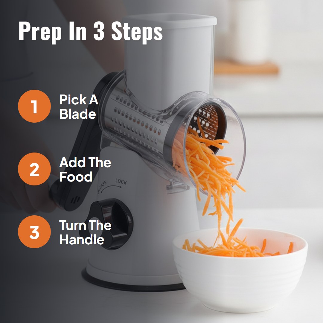 Rotara™ 3-in-1 Rotary Grater & Slicer