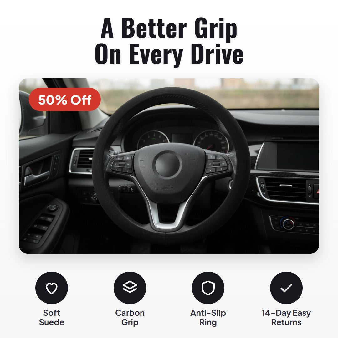 Gripza™ Carbon Suede Steering Wheel Cover