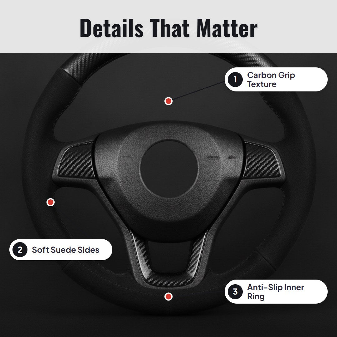 Gripza™ Carbon Suede Steering Wheel Cover