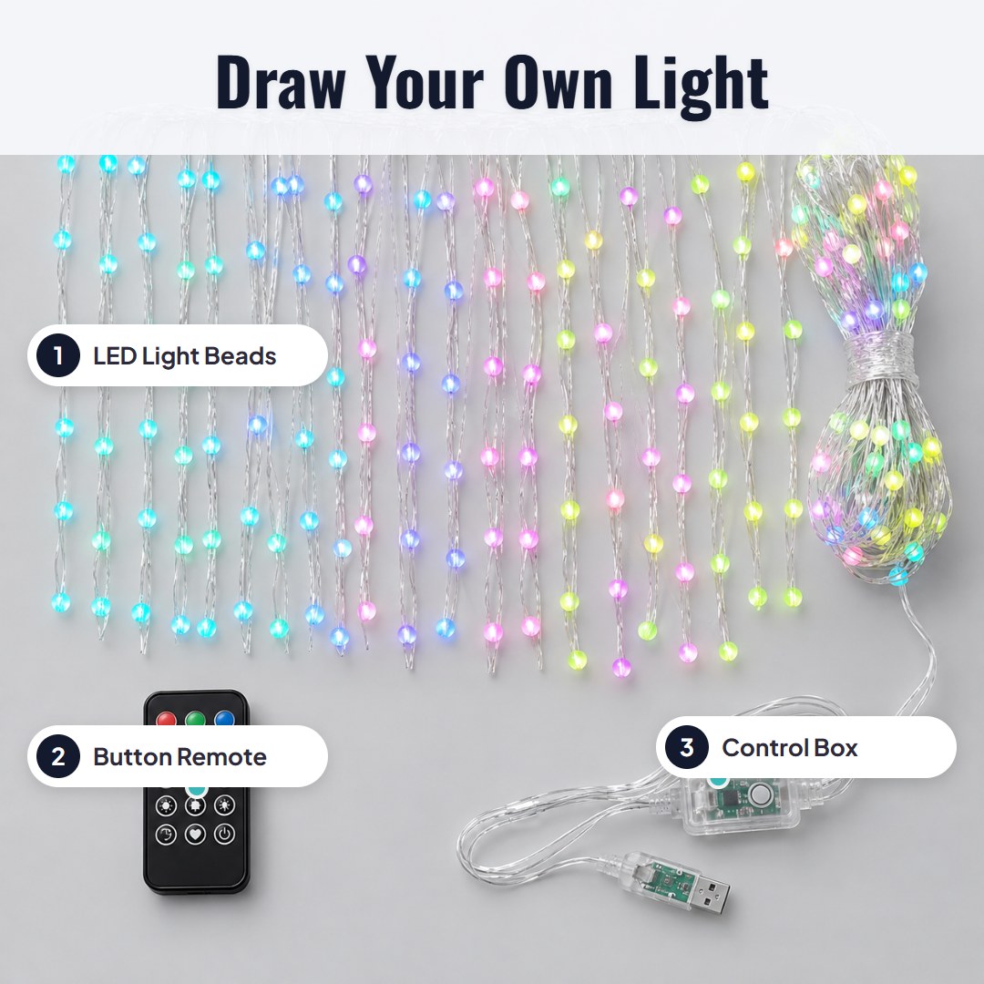 Lumora™ Waterproof LED Curtain String Lights