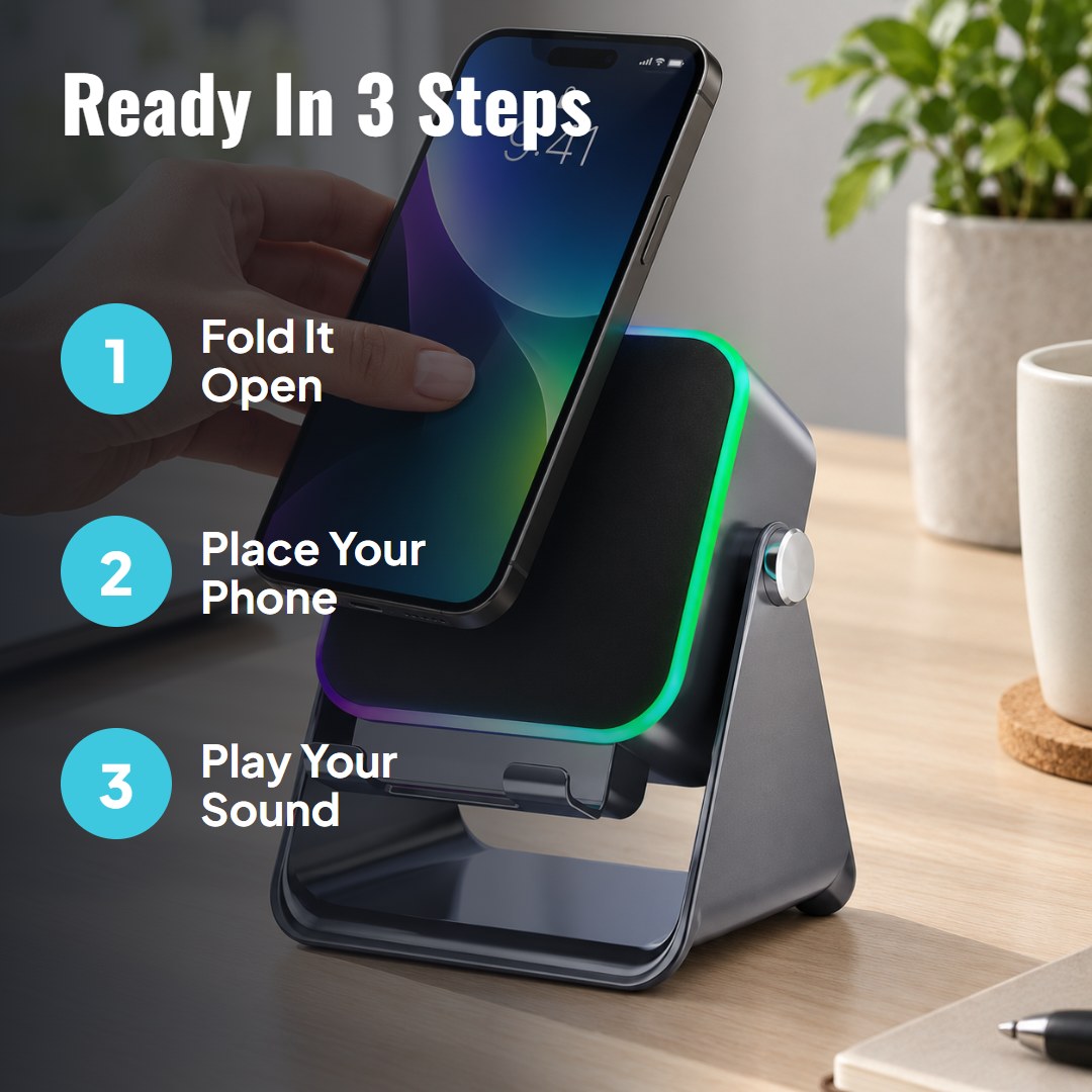 Sonaq™ 5-i-1 trådløs induktionshøjttaler med telefonholder