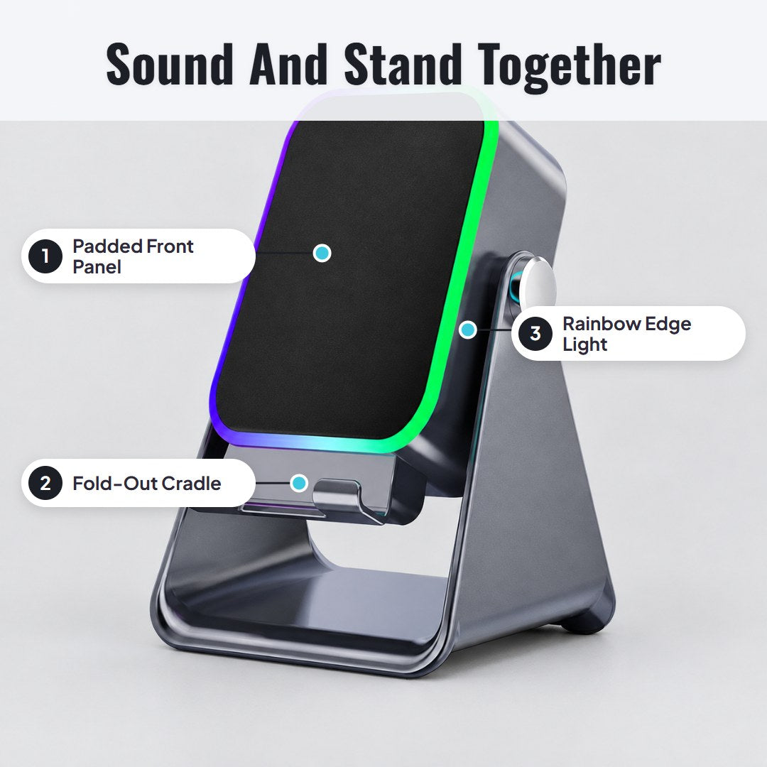 Sonaq™ 5-i-1 trådløs induktionshøjttaler med telefonholder