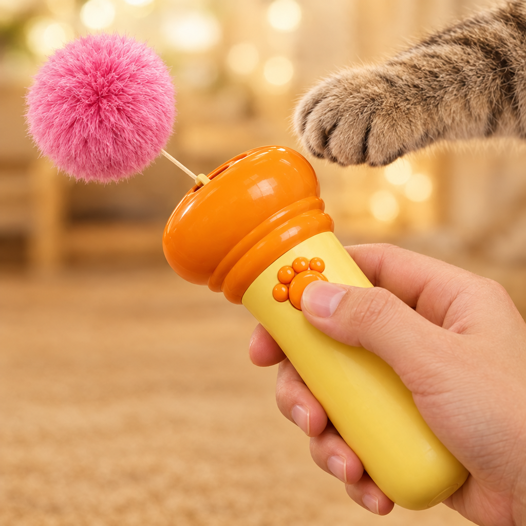 Lançador de Bolinhas de Pompons para Gatos Pouncy™