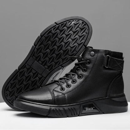 Varello — Men's Black Leather Business Casual Boots with Grip Sole