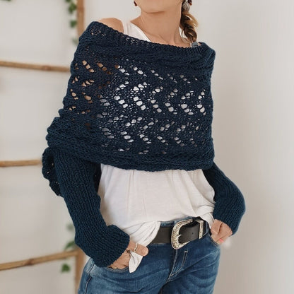 💥Women’s Knitted Cut-Out Shawl Poncho Wrap