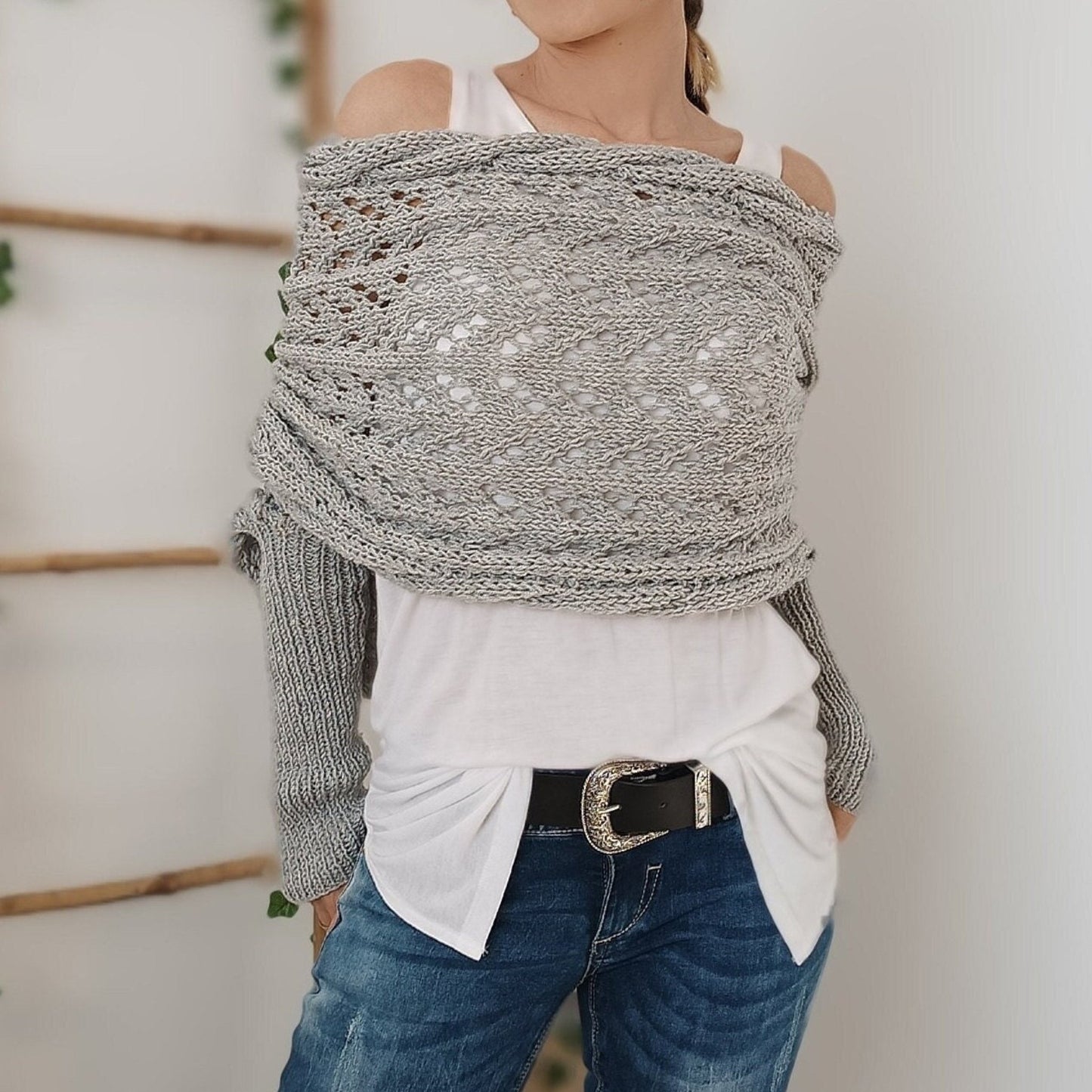 💥Women’s Knitted Cut-Out Shawl Poncho Wrap