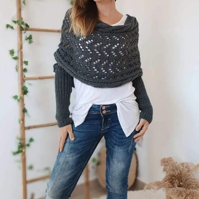 💥Women’s Knitted Cut-Out Shawl Poncho Wrap