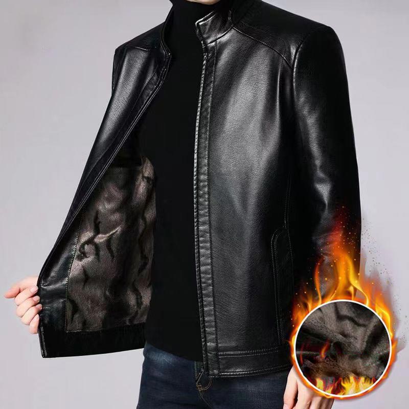 Varenzo — Men’s Genuine Leather Jacket with Warm Plush Lining