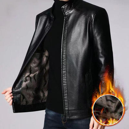 Varenzo — Men’s Genuine Leather Jacket with Warm Plush Lining