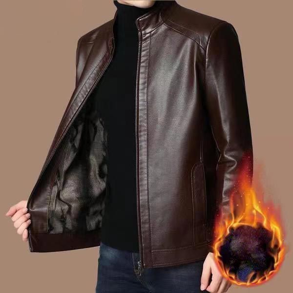 Varenzo — Men’s Genuine Leather Jacket with Warm Plush Lining