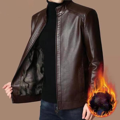 Varenzo — Men’s Genuine Leather Jacket with Warm Plush Lining