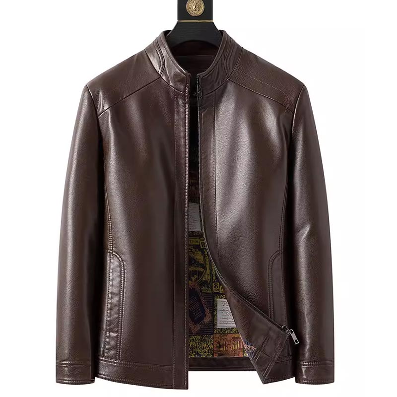 Varenzo — Men’s Genuine Leather Jacket with Warm Plush Lining