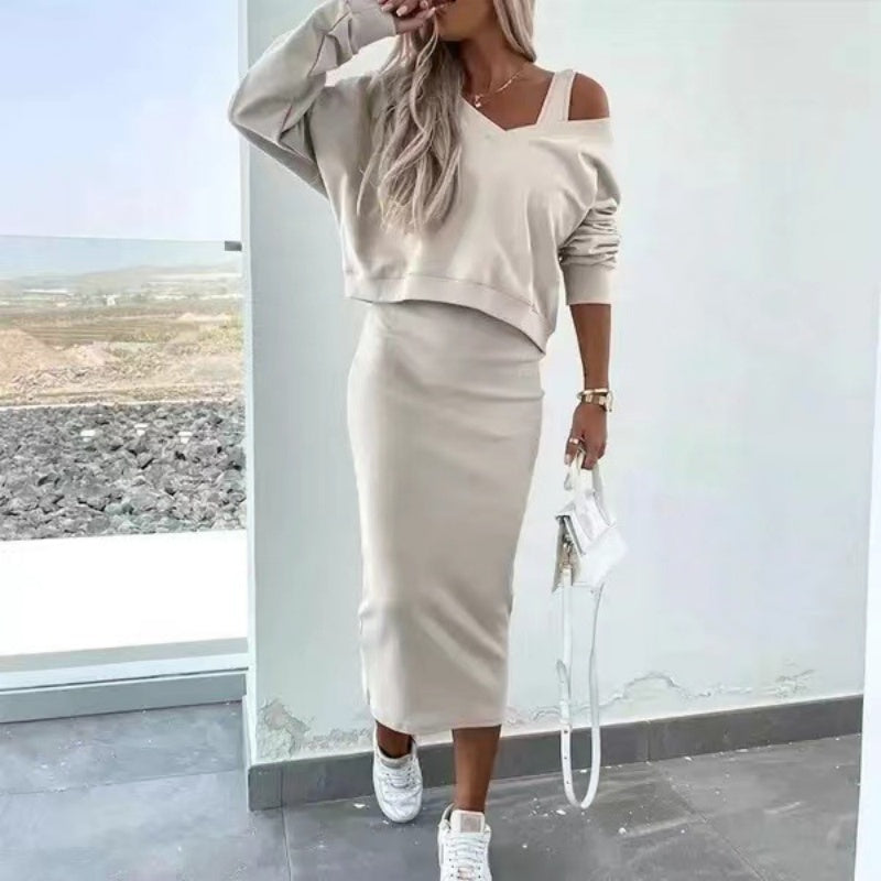 Sleeveless Dress & V-Neck Pullover Set 25$ TODAY ONLY