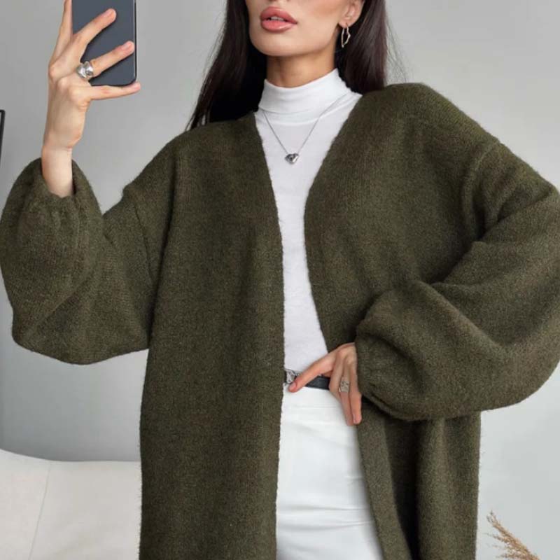 Alera — Women's Oversized Knit Cardigan with V-Neck Lounge Fit