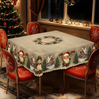 Nappe Festive Clarion — Décoration de Table de Noël, Polyester Lavable