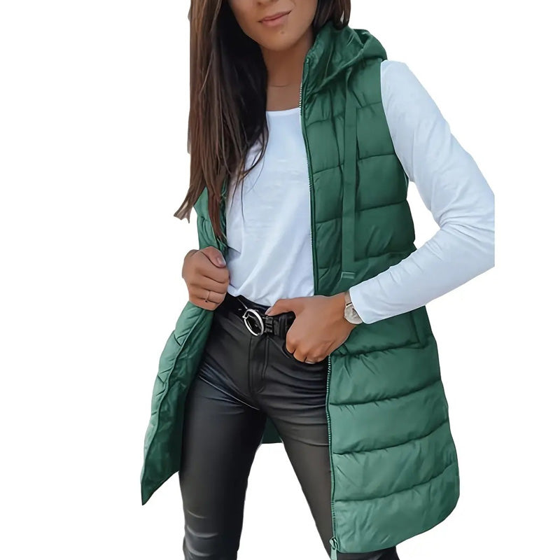 Vesira — Women's Long Zip-Up Puffer Vest with Lightweight Insulation