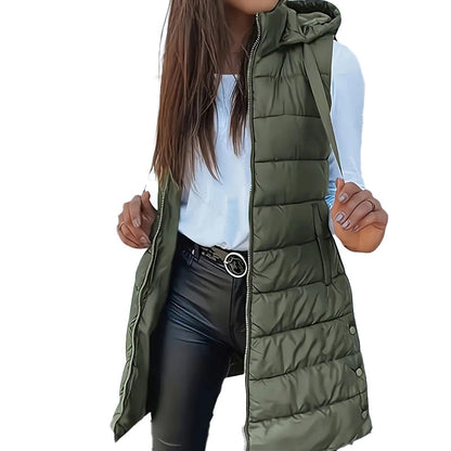 Vesira — Women's Long Zip-Up Puffer Vest with Lightweight Insulation
