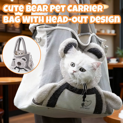 Bear-Y Canvas Pet Carrier — Small Dog and Cat Bag with Open-Top Design