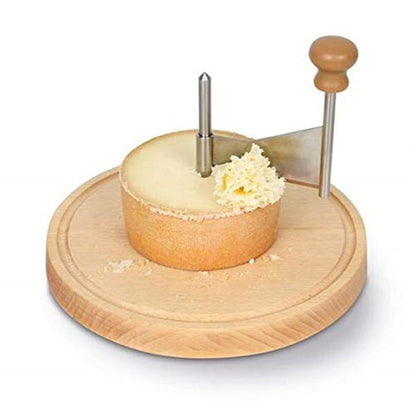 Velino Rotary Cheese Shaver — Ręczny nóż do sera ze stali nierdzewnej z drewnianą podstawą