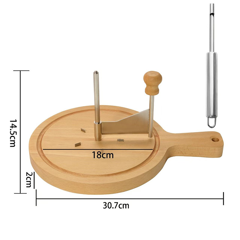 Velino Rotary Cheese Shaver — Ręczny nóż do sera ze stali nierdzewnej z drewnianą podstawą