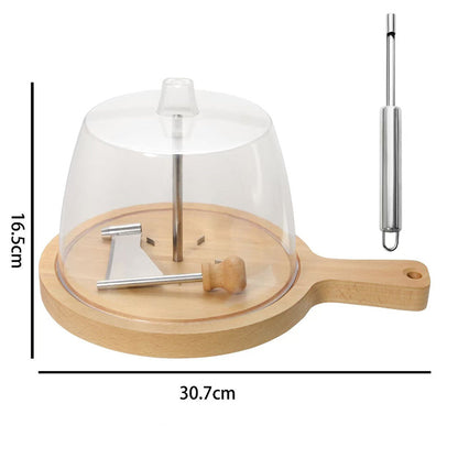 Velino Rotary Cheese Shaver — Ręczny nóż do sera ze stali nierdzewnej z drewnianą podstawą