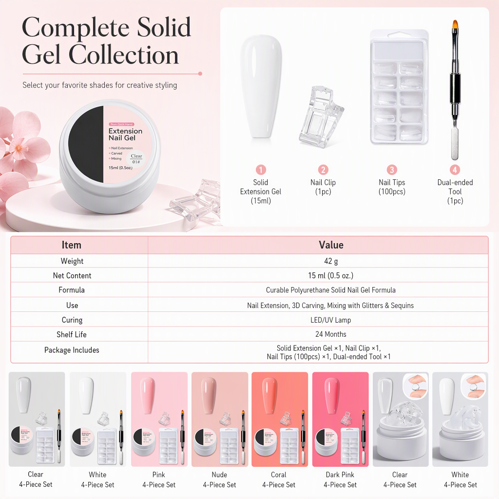 Gel construtor de unhas sólido Formelle™ – 16 cores